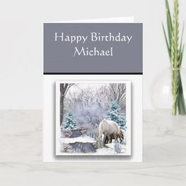 Vild Horses in Winter Birthday Card for Him Kort