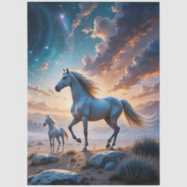 Vild Horses Mare and Foal in Desert liggande