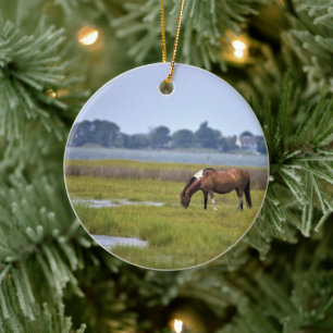Vild Horses of Assateague Ceramic Ornament