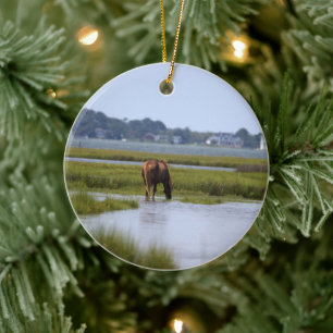 Vild Horses of Assateague Ceramic Ornament