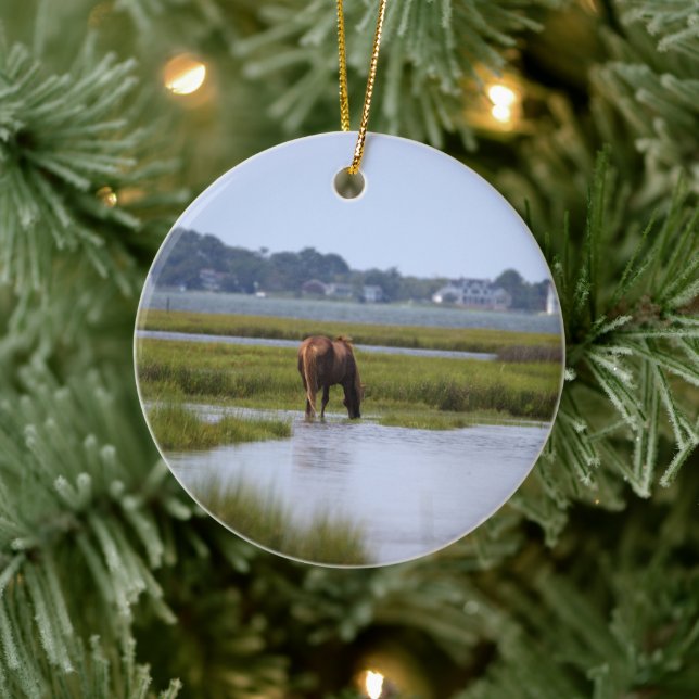 Vild Horses of Assateague Ceramic Ornament (Träd)