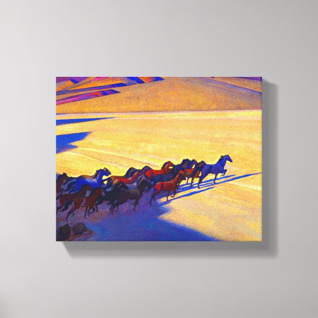Vild Horses of Nevada, 1927 av Maynard Dixon Canvastryck (Framsida)