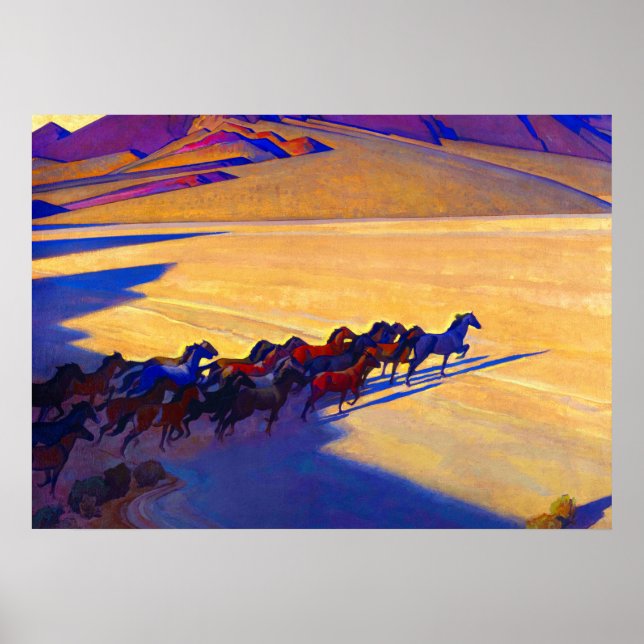 Vild Horses of Nevada, 1927 av Maynard Dixon Poster (Framsidan)
