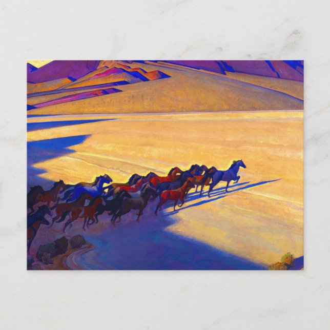 Vild Horses of Nevada, 1927 av Maynard Dixon Vykort (Framsida)