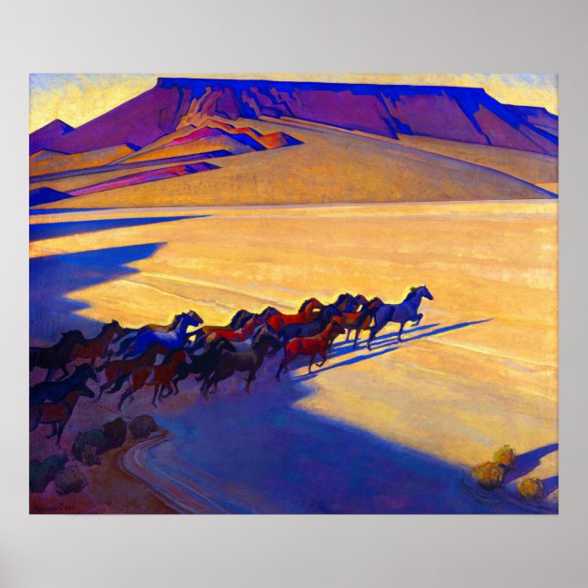 Vild Horses of Nevada av Maynard Dixon Poster (Framsidan)