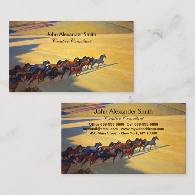 Vild Horses of Nevada av Maynard Dixon Visitkort (Fram/baksida)