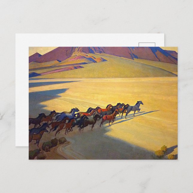 Vild Horses of Nevada av Maynard Dixon Vykort (Fram/baksida)