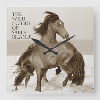 Vild Horses of Sable Island Clock Fyrkantig Klocka
