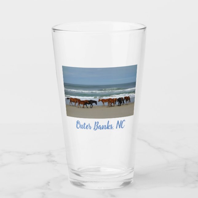 Vild Horses Outer Banker OBX Corolla Beer Pint Glaskopp (Framsida)