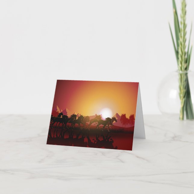 Vild Horses Papercut Anteckningskort (Framsida)