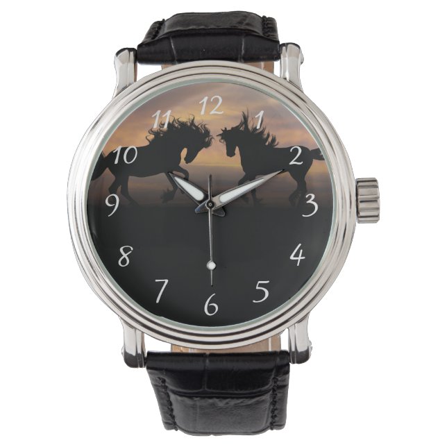 Vild Horses Silhouette Armbandsur (Framsida)