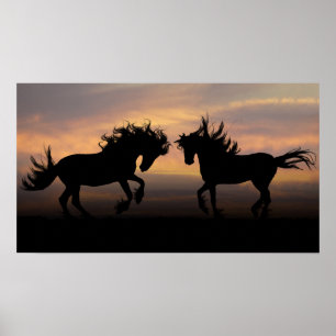 Vild Horses Silhouette Poster