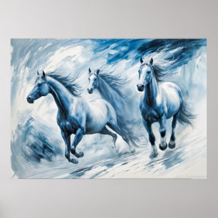 Vild Horses som går genom Vinkara Poster