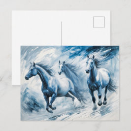 Vild Horses som går genom Vinkara Vykort