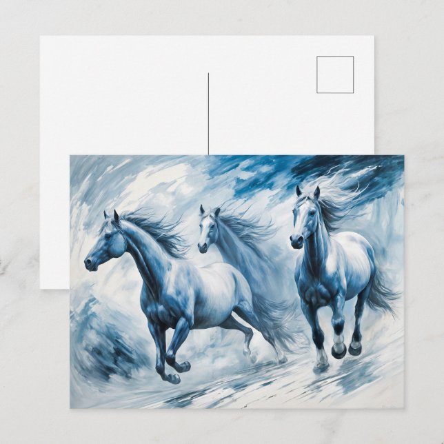 Vild Horses som går genom Vinkara Vykort (Fram/baksida)