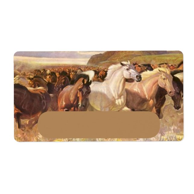 Vild Horses Springa Stampede Art Address Label Fraktsedel (Framsidan)
