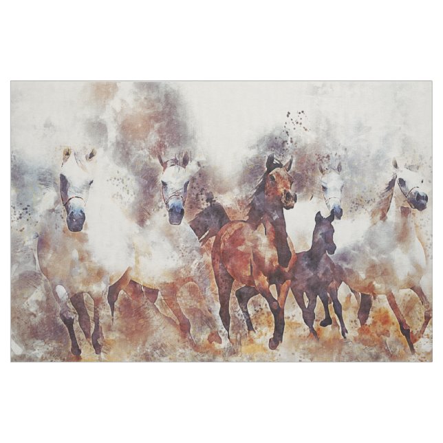 Vild Horses Western Art Linen Tyg (Fat Quarter)