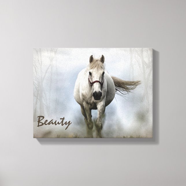 Vild Horses Western Art White Horse Canvastryck (Framsida)