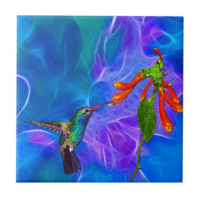 Vild Hummingbird Bird-älskare Art Series Kakelplatta (Framsidan)