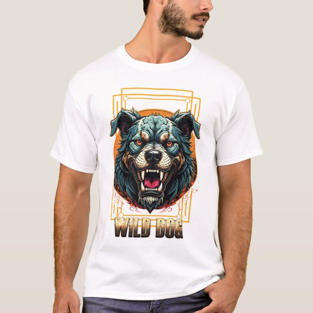 "Vild Hund" - raka grafikdesign T Shirt (Framsida)