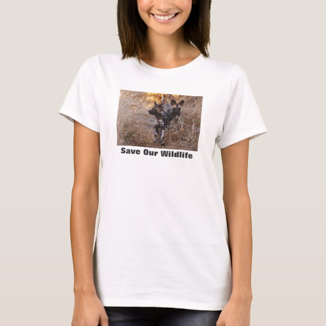 Vild Hundar Spara Vår Wildlife T Shirt (Framsida)