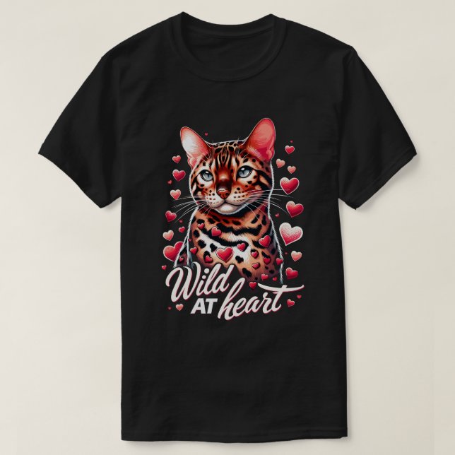 Vild i hjärtat - Bengal Cat Kärlek Tee (Design framsida)