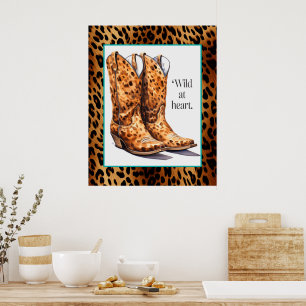 Vild i hjärtat - Cheetah Cowgirl Boots Poster kons