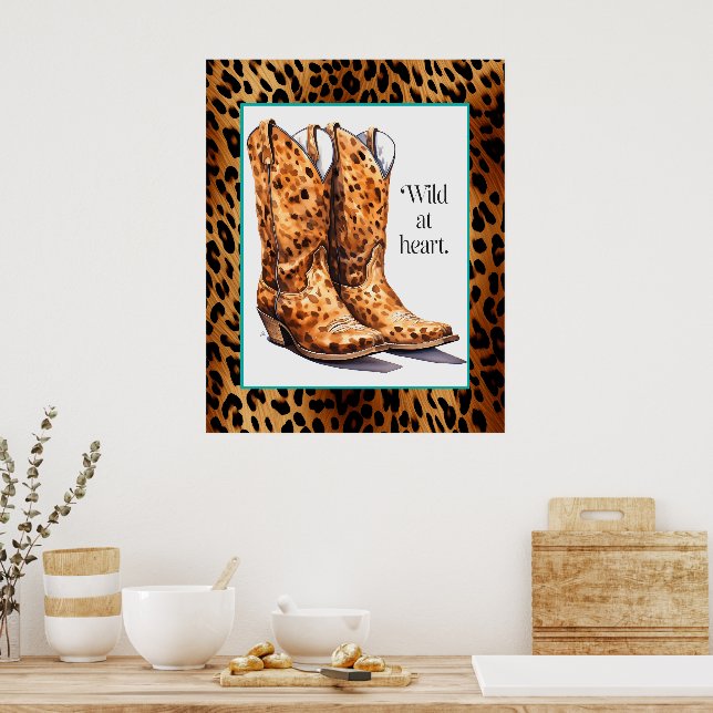 Vild i hjärtat - Cheetah Cowgirl Boots Poster kons (Kök)