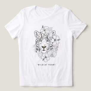 Vild i hjärtat - Elegant Leopard och Blommigt Line T Shirt