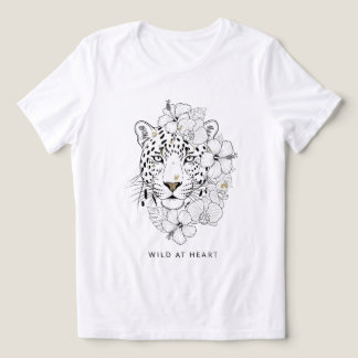 Vild i hjärtat - Elegant Leopard och Blommigt Line T Shirt
