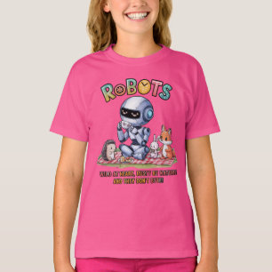 🤖 Vild i Tecknaden Heart Robot Picnic i Skogen T Shirt