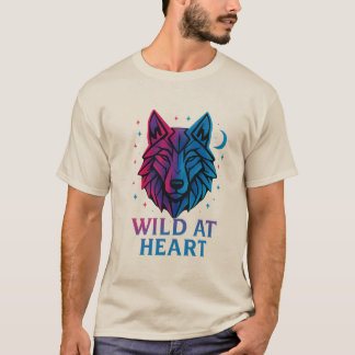 Vild i Vargen Heart Neon - Geometric Animal Art T Shirt