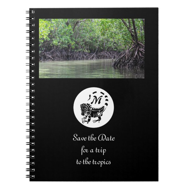 Vild Iguana Silhouette Monogram Photo Anteckningsbok (Framsidan)