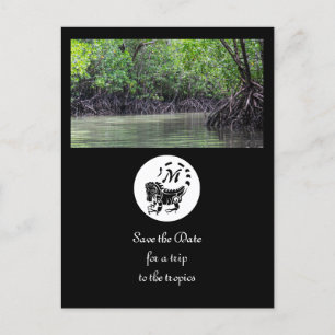 Vild Iguana Silhouette Monogram Photo Inbjudan Vykort