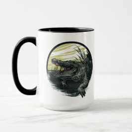 Vild illustration av alligatorträsk konst mugg
