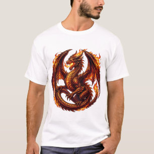 Vild Inferno-drake med vingar och eldring konst T Shirt