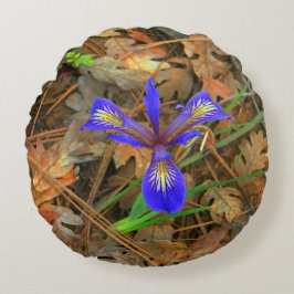 Vild Iris-blomma... Rund Kudde