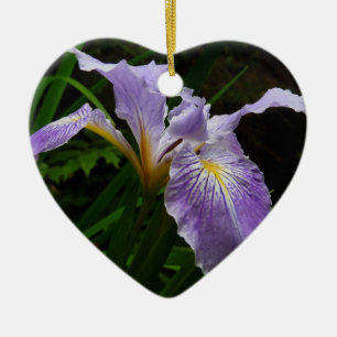 Vild Iris Flower Lila Blommigt Julgransprydnad Keramik