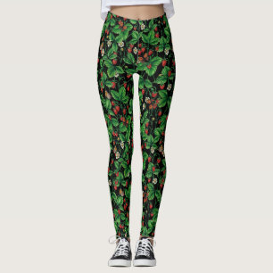 Vild jordgubbar på svart leggings