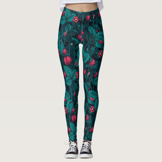 Vild jordgubbar, röda och blå leggings (Framsida)