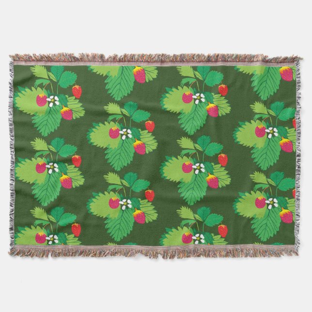 Vild Jordgubbar Throw Blanket Filt (Framsidan)