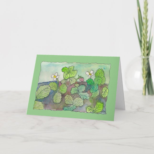 Vild Jordgubbar Vattenfärg (blank inuti) Kort (Framsida)