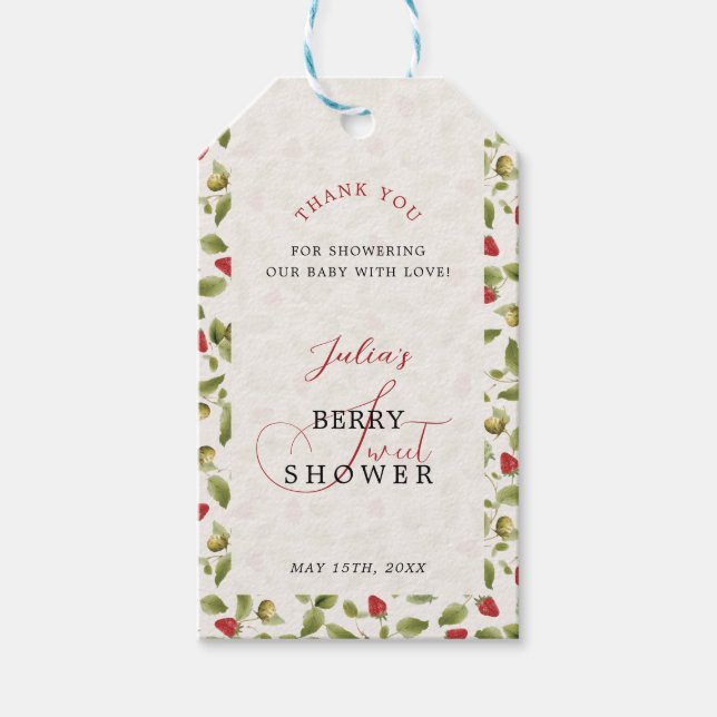 VILD JORDGUBBSÄNGSLIG BABYFIRANDE PRESENTETIKETT (Framsidan)