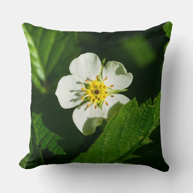 Vild Jordgubbsblomma Kudde (Framsida)