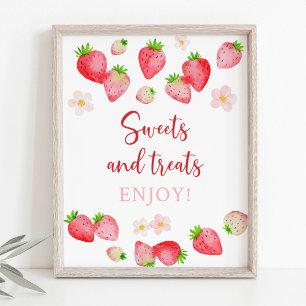 Vild Jordgubbssvett Treats Födelsedagsskylt Poster