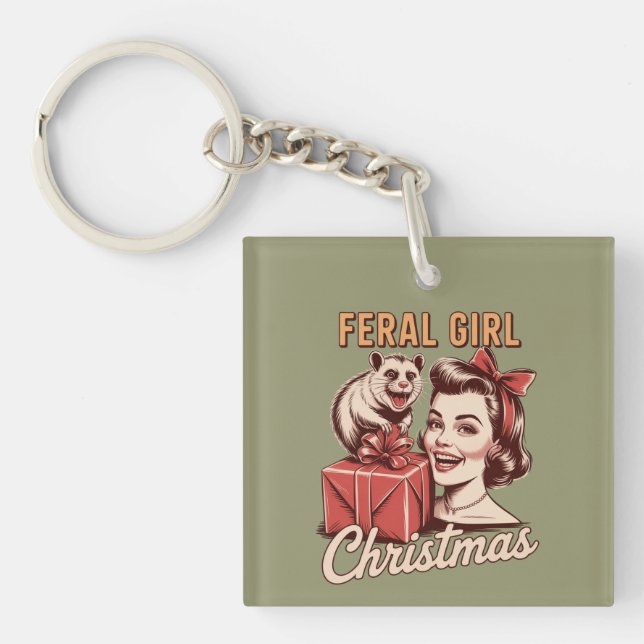 Vild Jul Tjej Opossum Xmas Skräp Retro (Framsidan)