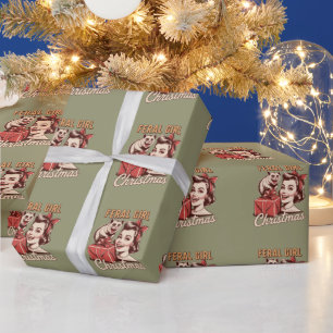 Vild Jul Tjej Possum Xmas Skräp Retro Presentpapper