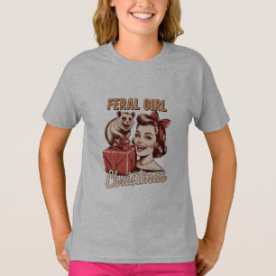 Vild Jul Tjej Possum Xmas Skräp Retro T Shirt