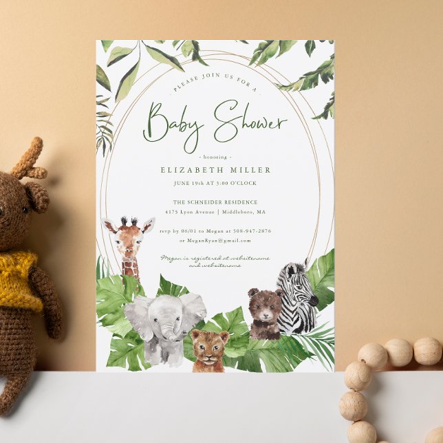 Vild Jungle Animals | Babyskor Inbjudningar (Skapare uppladdad)