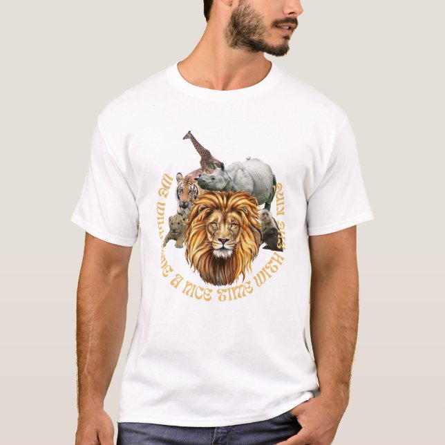 Vild Jungle Animals med Majestic Lejon Center T Shirt (Framsida)